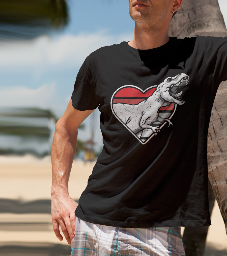 Valentine's Day Heart T-Rex Love Dinosaur Fun T-Shirt