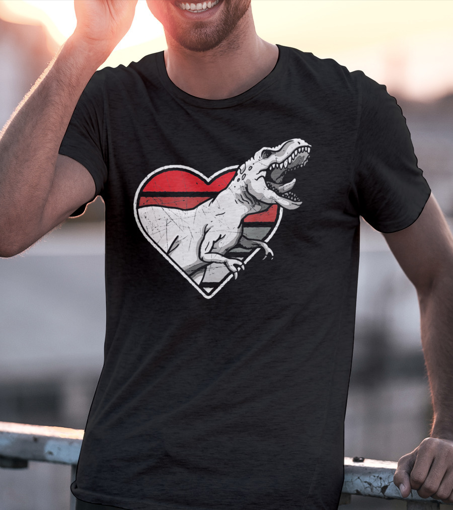 Valentine's Day Heart T-Rex Love Dinosaur Fun T-Shirt