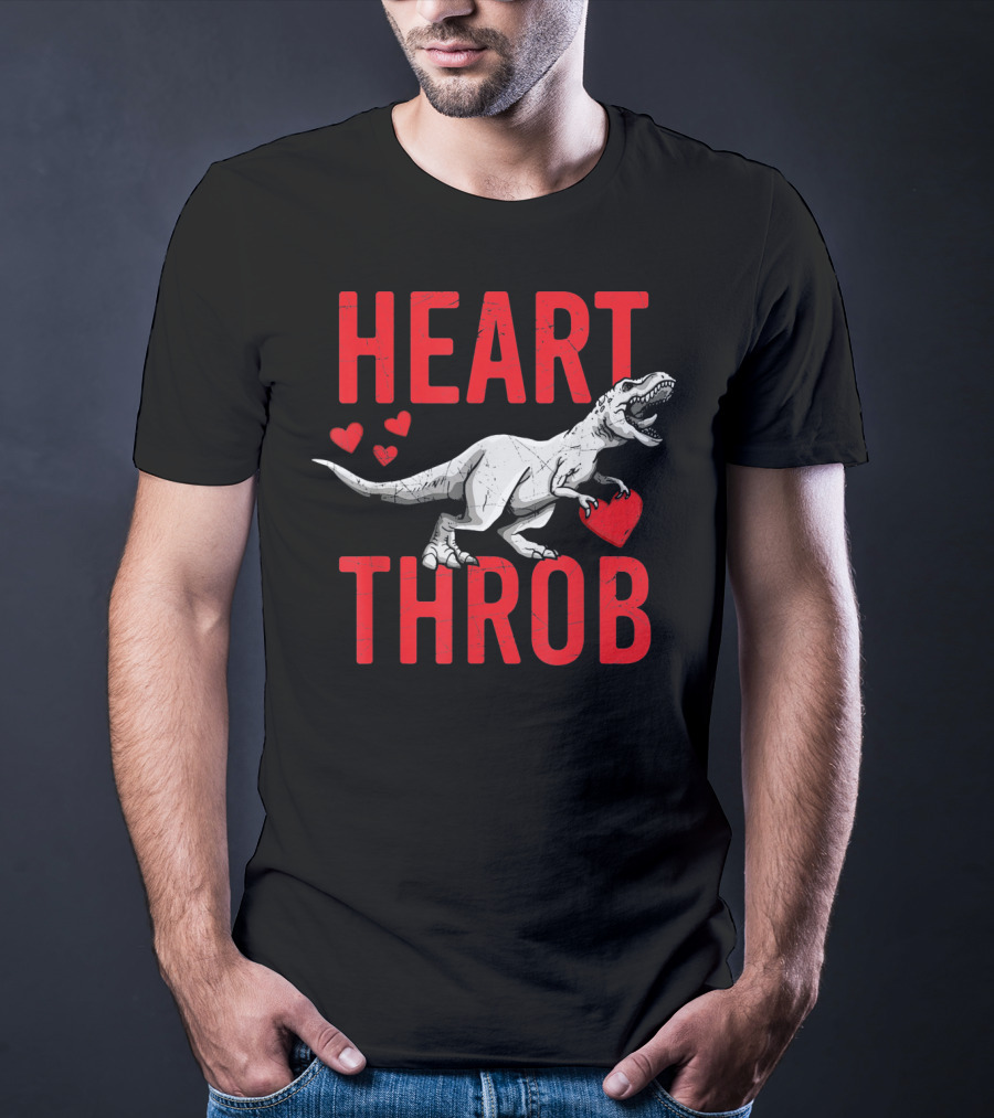 Funny Dinosaur Valentine's Day Heart Throb T-Rex With Hearts T-Shirt