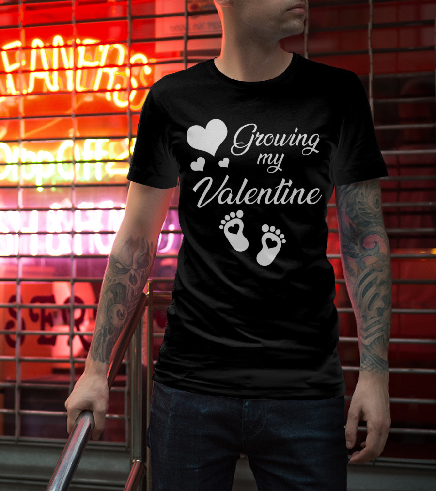 Growing My Valentine Heart Footprint T-Shirt