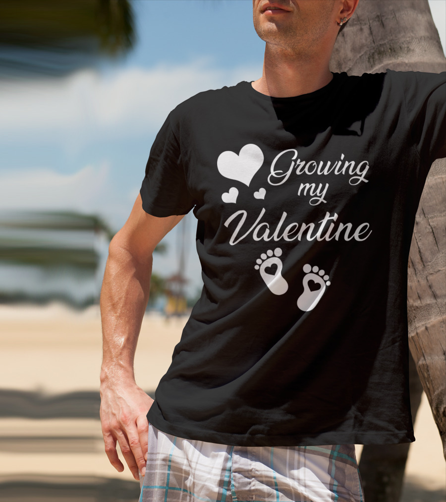 Growing My Valentine Heart Footprint T-Shirt
