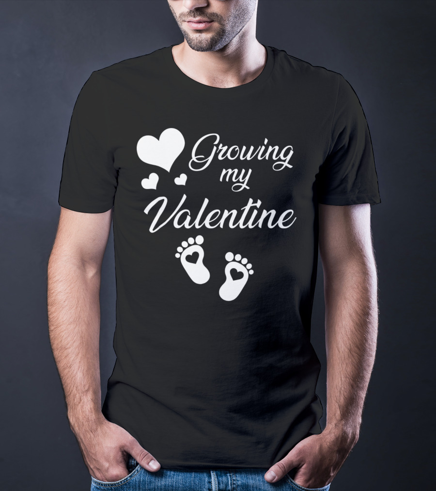 Growing My Valentine Heart Footprint T-Shirt