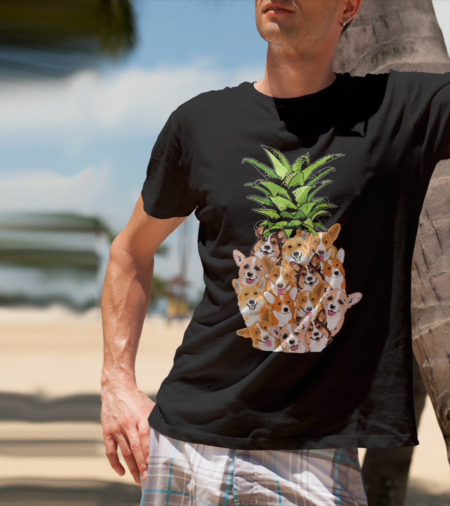 Funny Pineapple Corgi Valentine's Birthday T-Shirt
