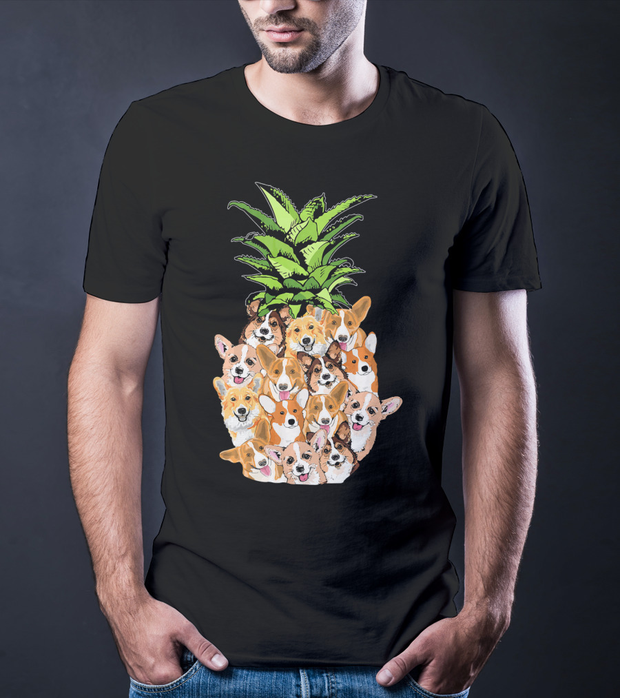 Funny Pineapple Corgi Valentine's Birthday T-Shirt