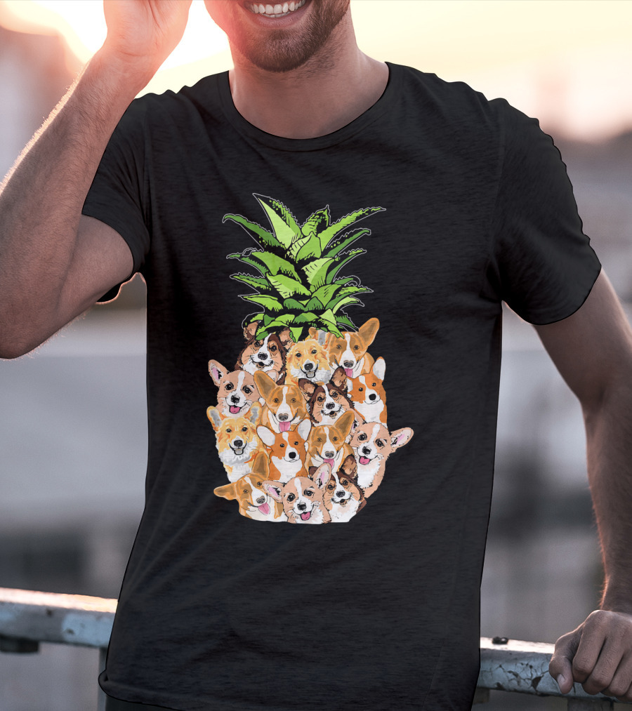 Funny Pineapple Corgi Valentine's Birthday T-Shirt