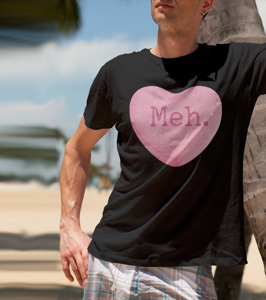 Funny Valentines Day Candy Heart Meh Single Ladies T-Shirt