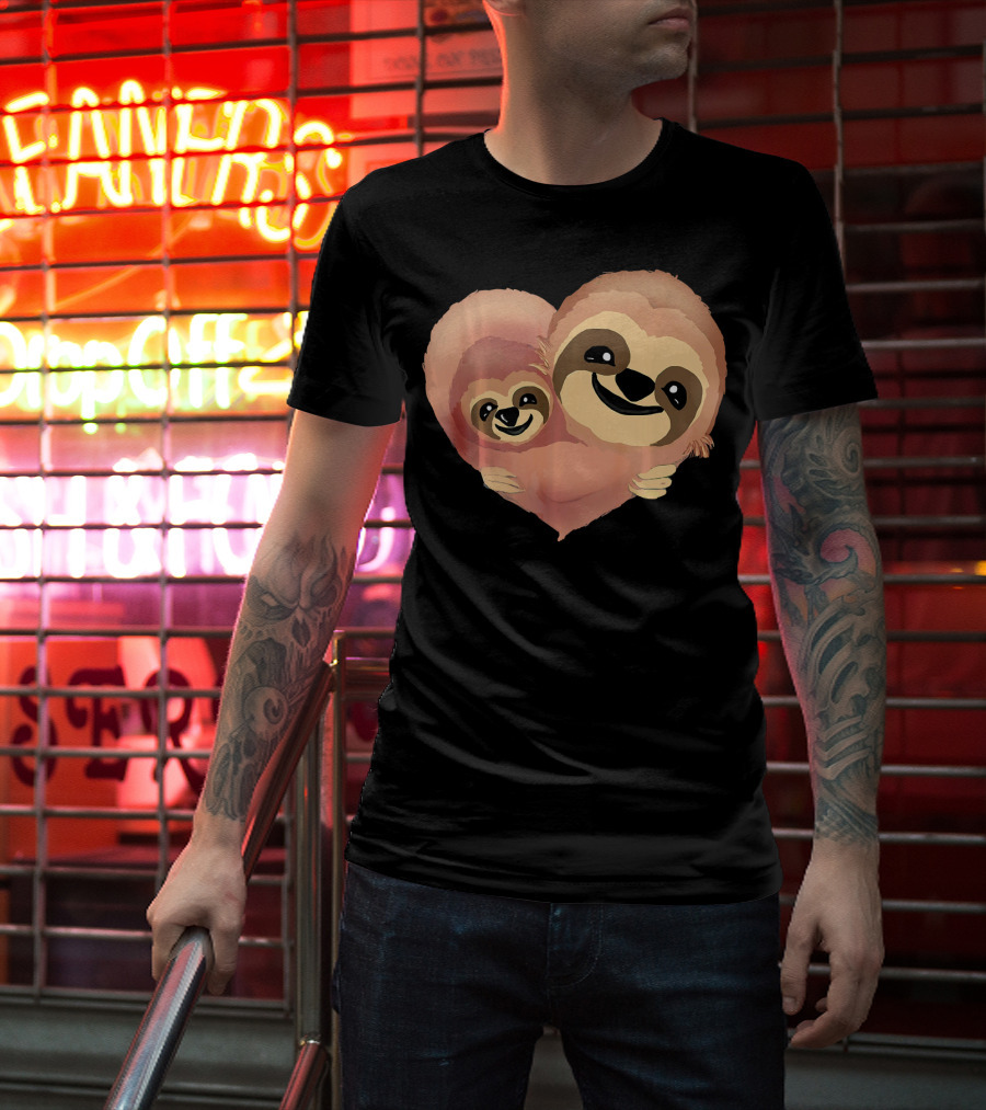 Valentine Sloth Heart Duo Love T-Shirt