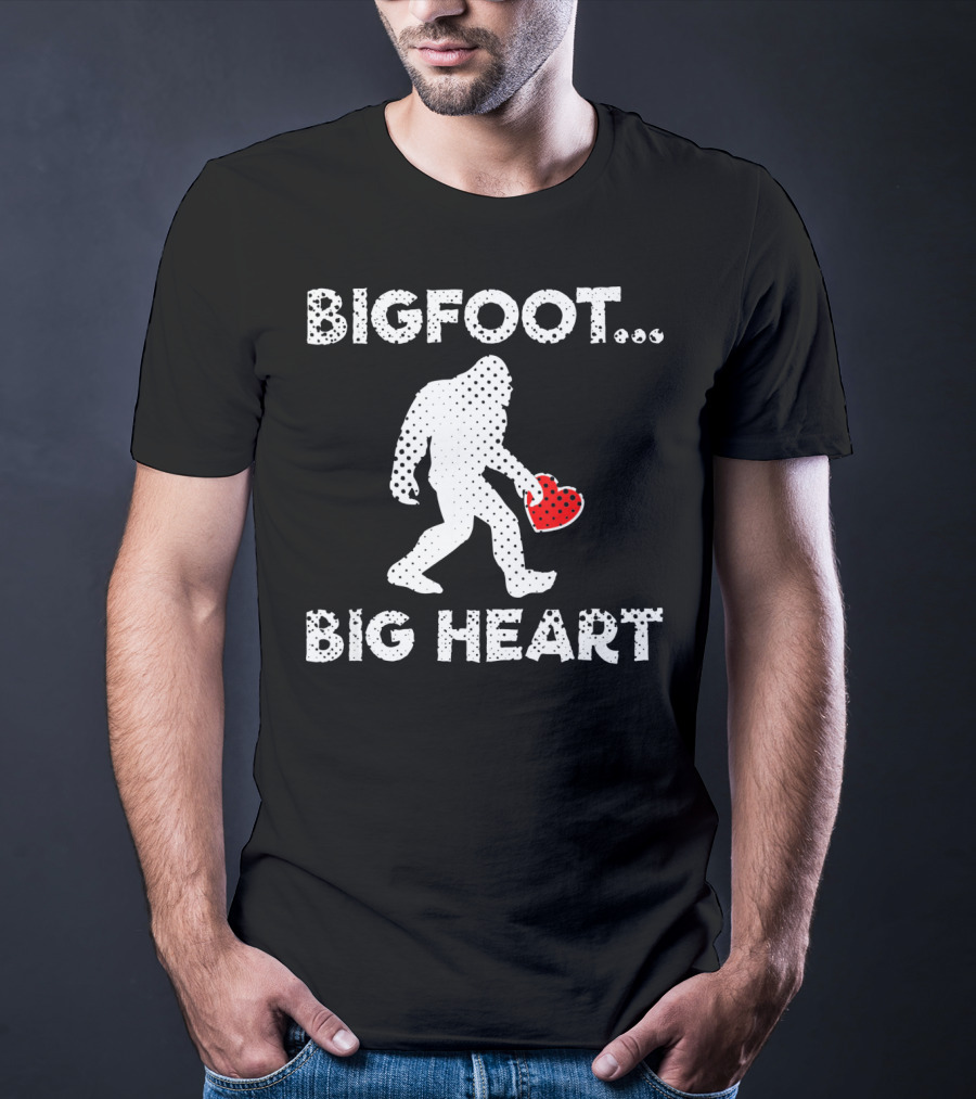 Bigfoot Big Heart Valentine's Day Funny Bigfoot Heart T-Shirt