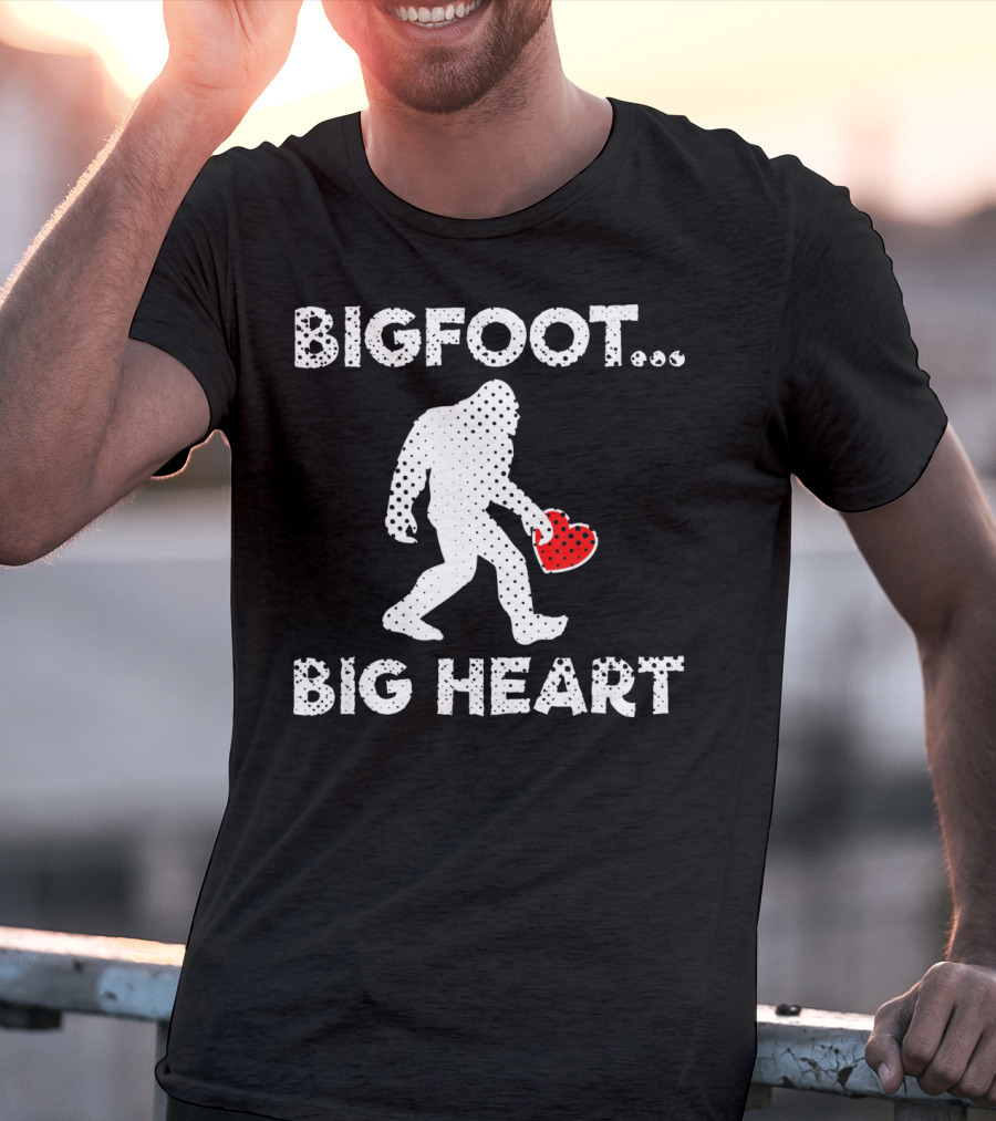 Bigfoot Big Heart Valentine's Day Funny Bigfoot Heart T-Shirt