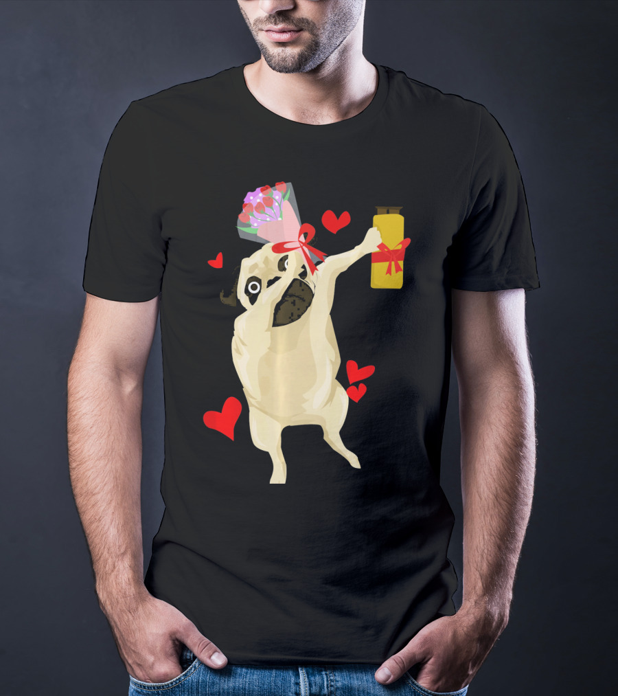 Funny Valentine's Day Dog Bouquet Jar Hearts T-Shirt
