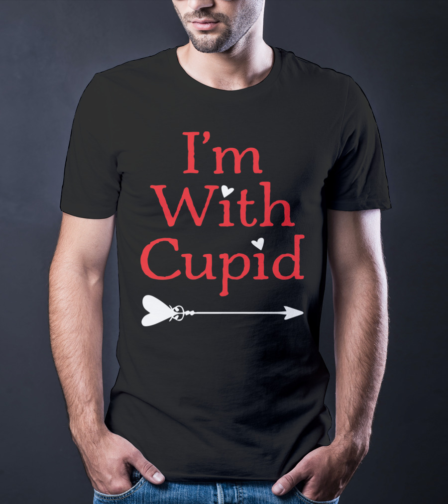 I'm With Cupid Funny Valentine's Day Arrow T-Shirt