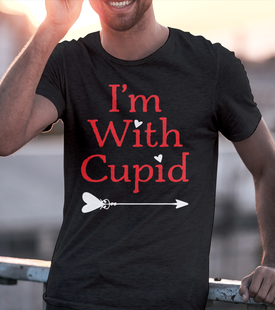 I'm With Cupid Funny Valentine's Day Arrow T-Shirt