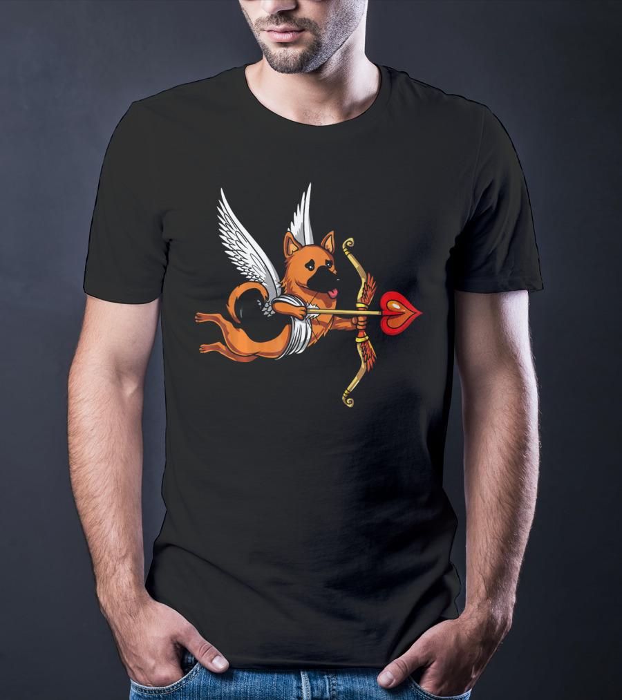 German Shepherd Cupid Dog Valentine's Day T-Shirt