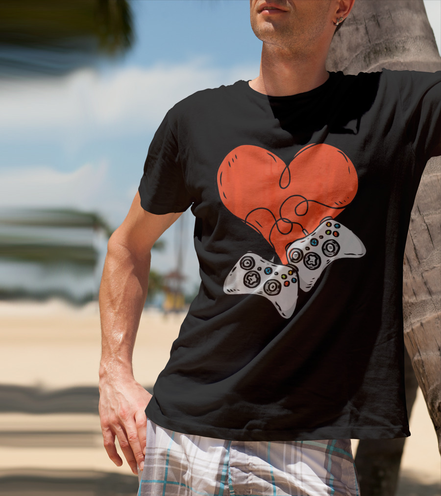 Funny Heart With Video Game Controllers T-Shirt