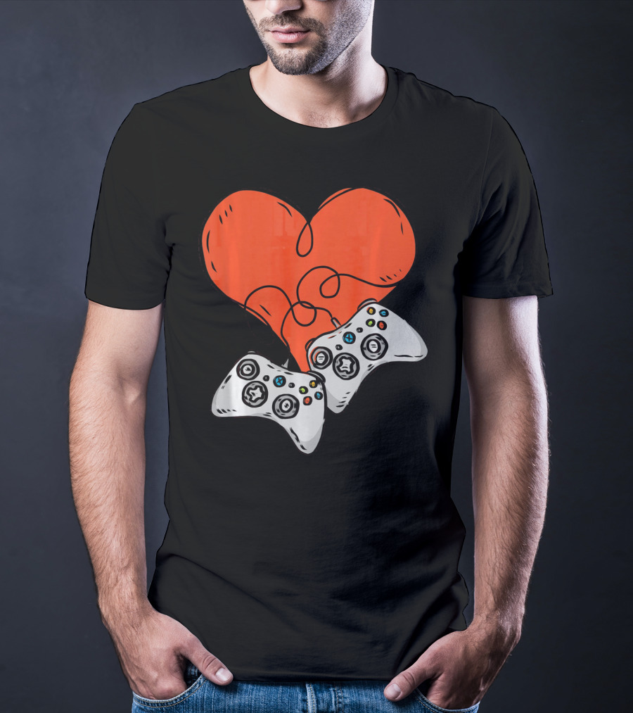 Funny Heart With Video Game Controllers T-Shirt