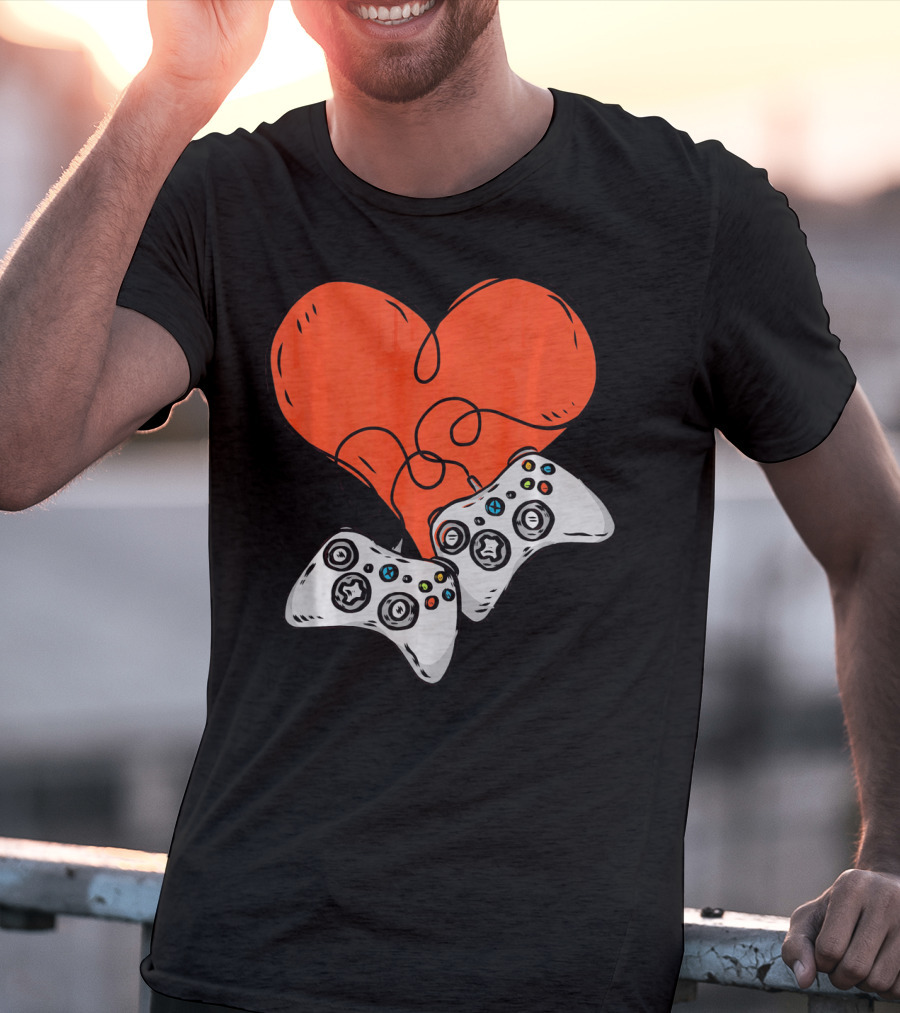Funny Heart With Video Game Controllers T-Shirt