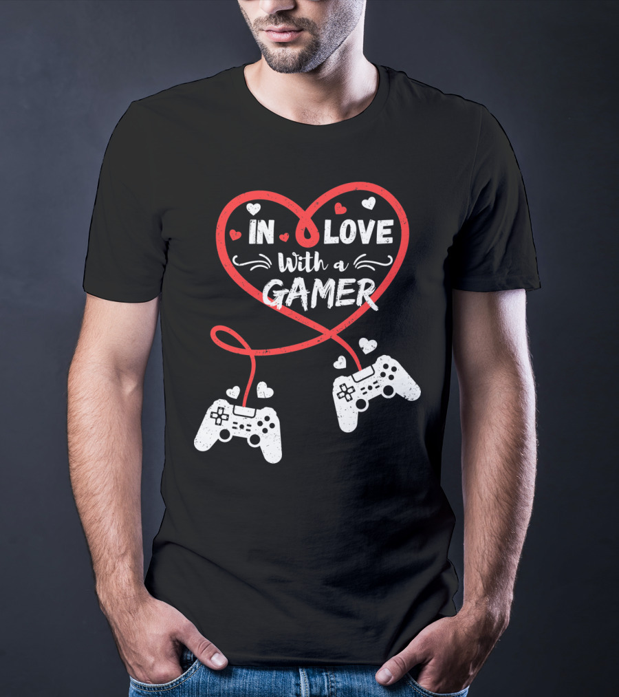 In Love With A Gamer Funny Video Gamer Valentines Day Long T-Shirt