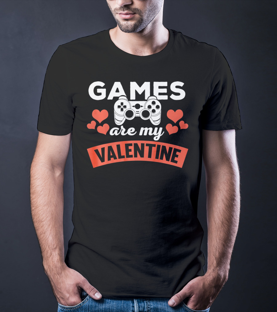 Games Are My Valentine Controller Hearts T-Shirt