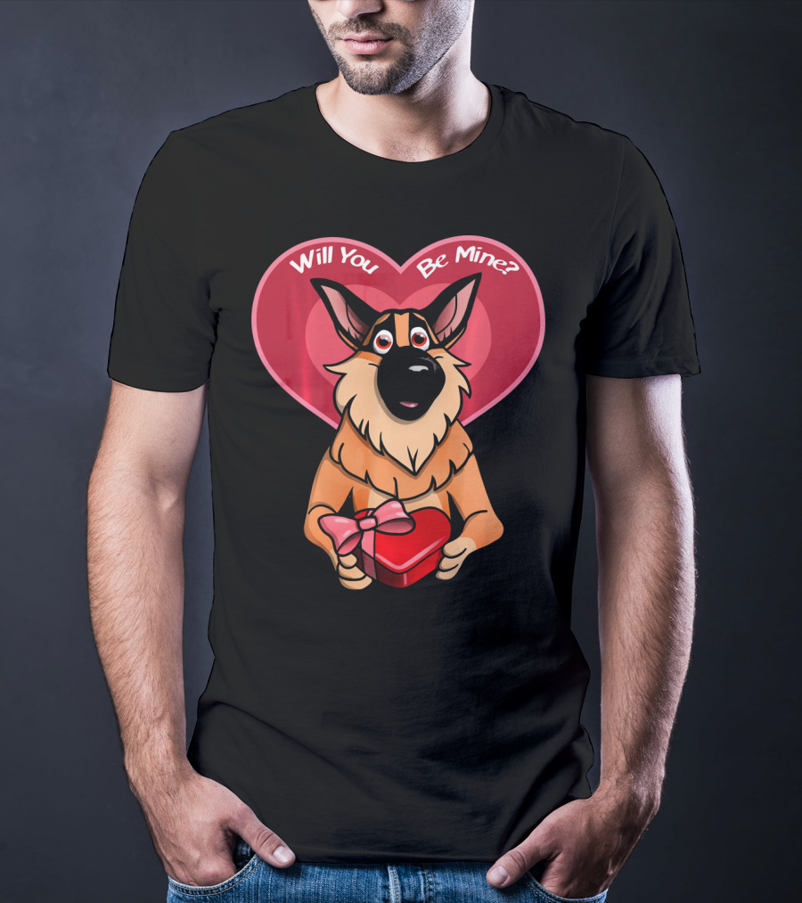 Will You Be Mine German Shepherd Valentine T-Shirt