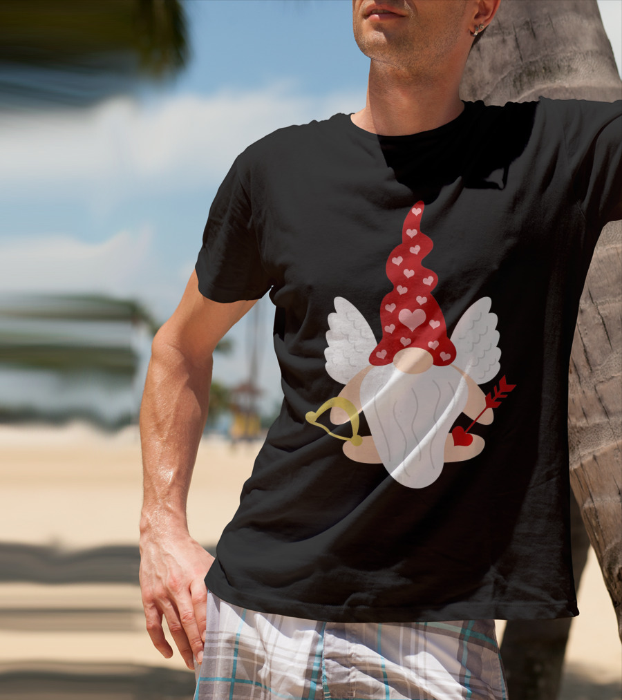 Gnome Cupid With Heart Arrow Valentines Day T-Shirt