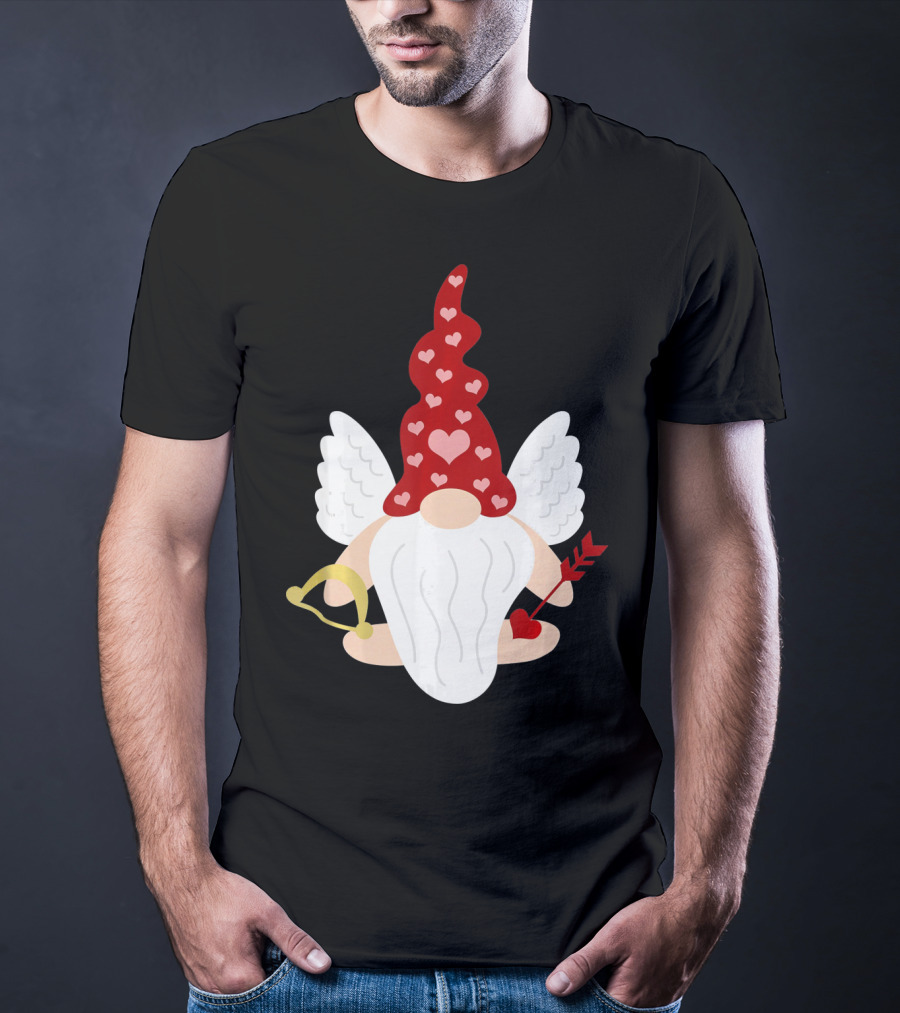 Gnome Cupid With Heart Arrow Valentines Day T-Shirt