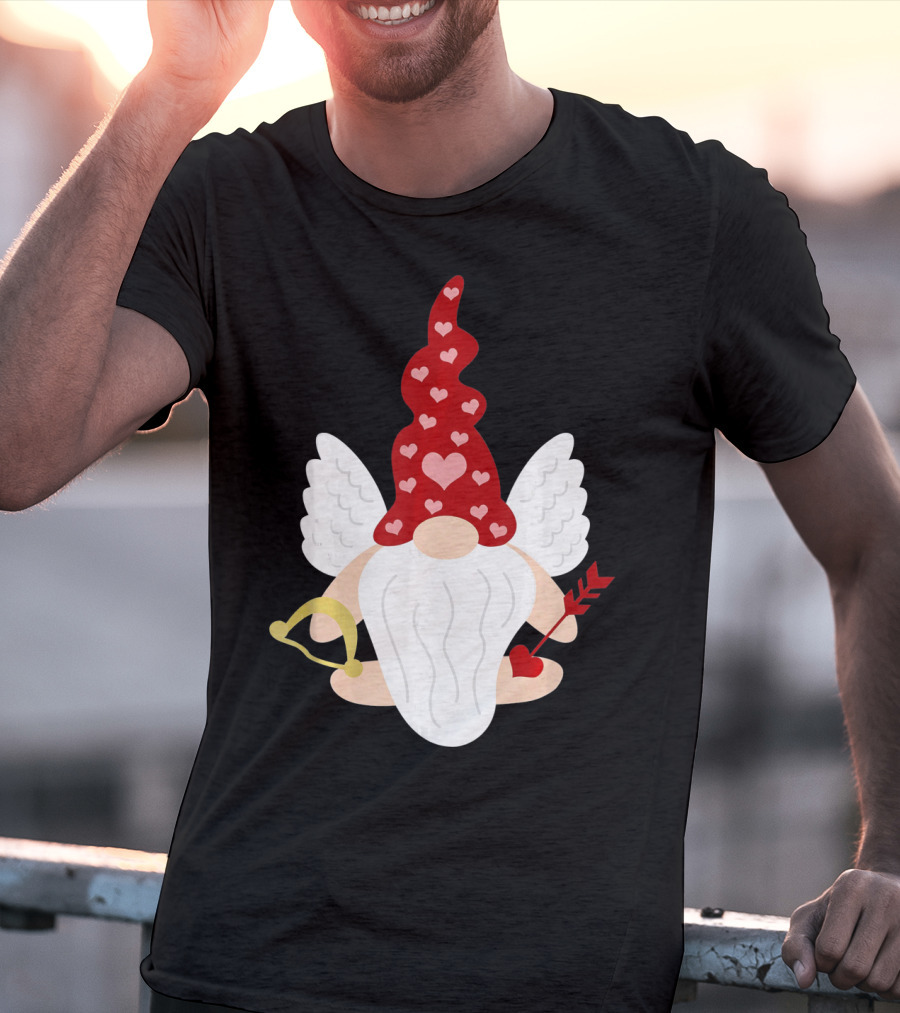 Gnome Cupid With Heart Arrow Valentines Day T-Shirt