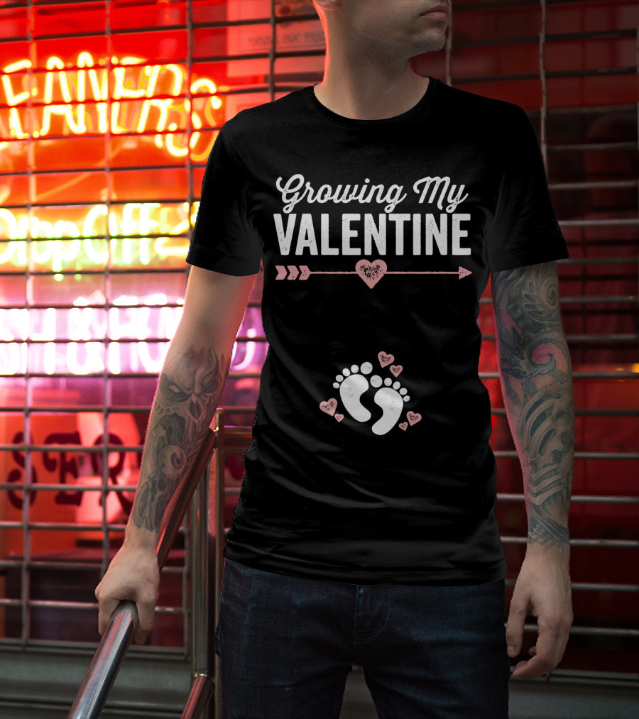 Growing My Valentine Footprints Hearts T-Shirt