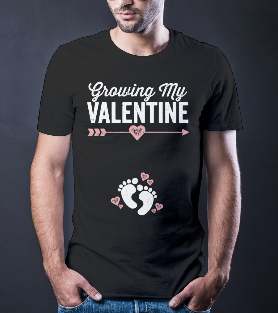 Growing My Valentine Footprints Hearts T-Shirt