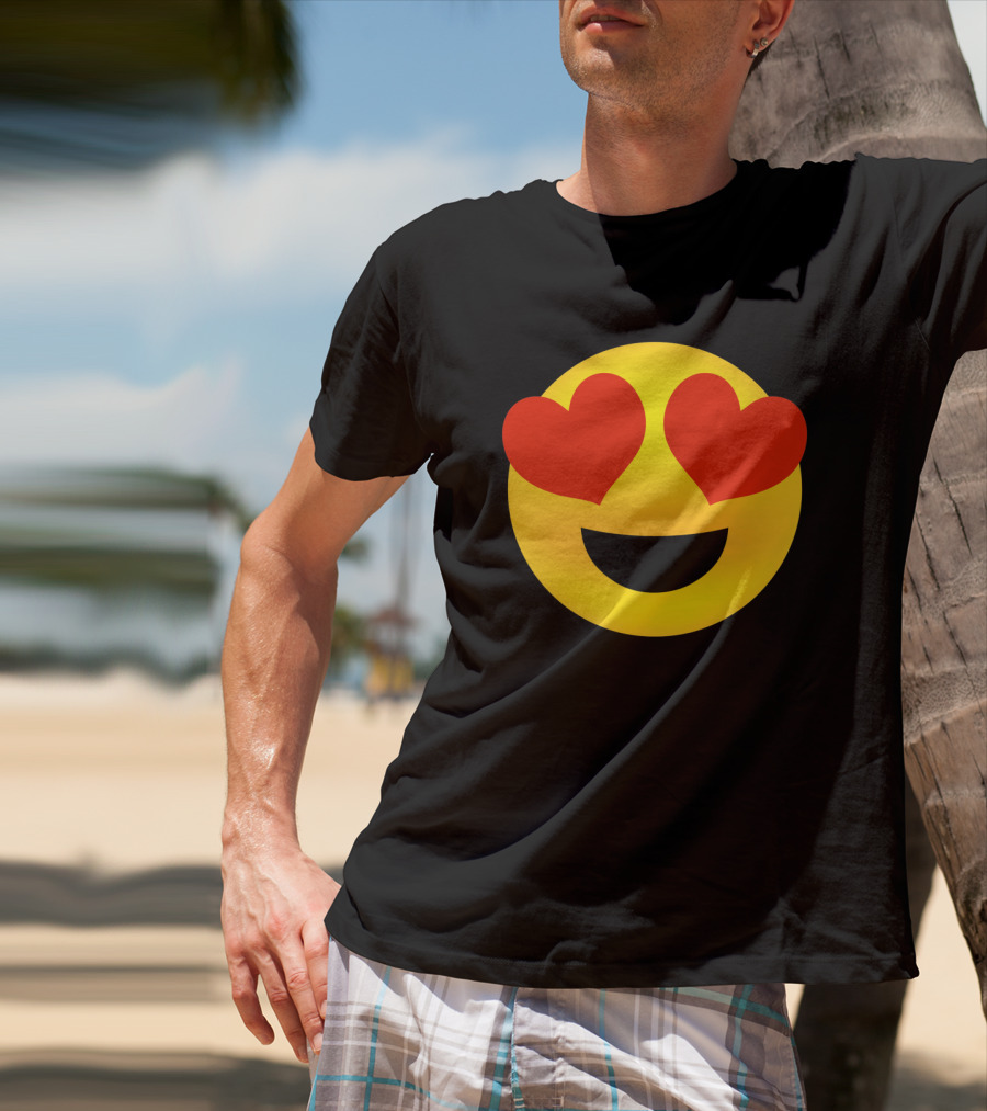Heart Eyes Emoji Valenti Joyful Face T-Shirt