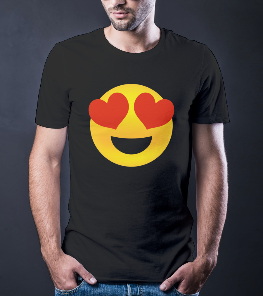 Heart Eyes Emoji Valenti Joyful Face T-Shirt
