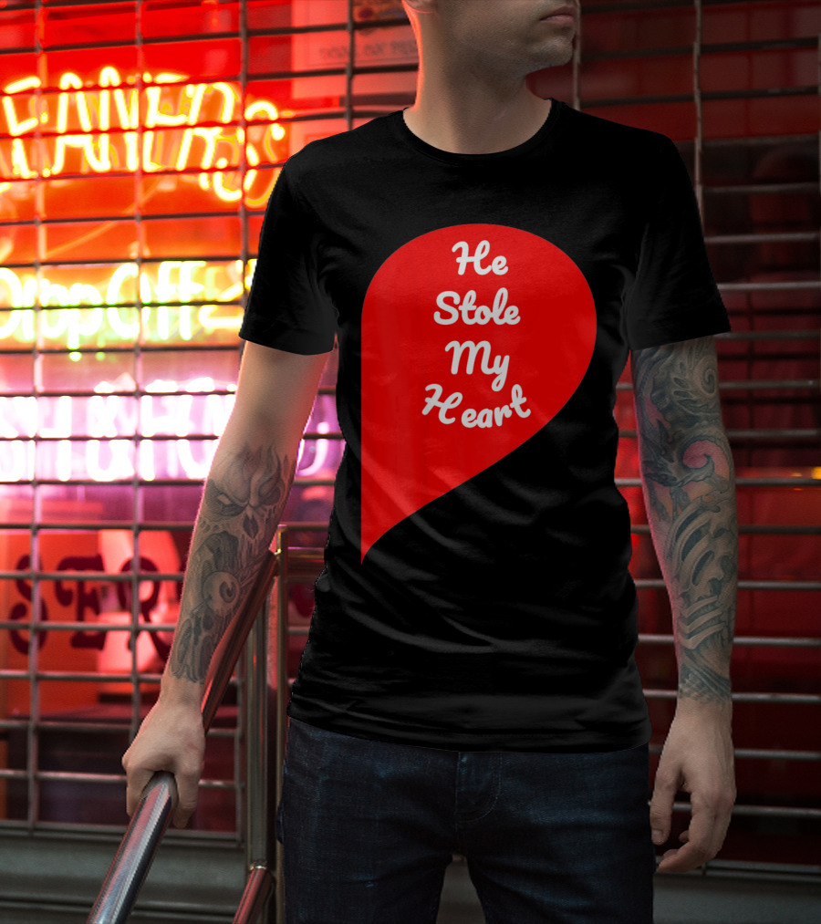 He Stole My Heart Valentine Day In Red Heart Shape T-Shirt