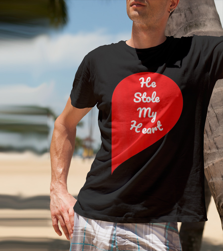 He Stole My Heart Valentine Day In Red Heart Shape T-Shirt