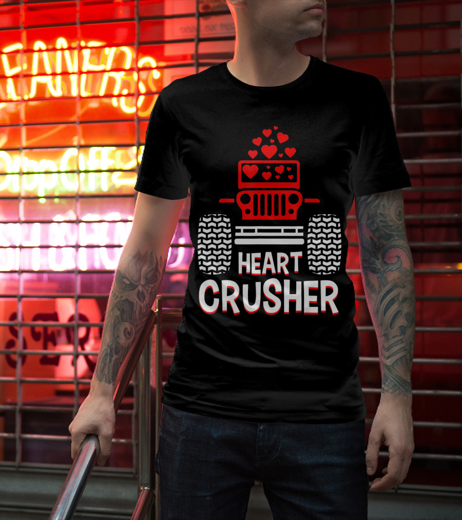 Heart Crusher Jeep Girl Heart Shape Vale Tire Tracks T-Shirt