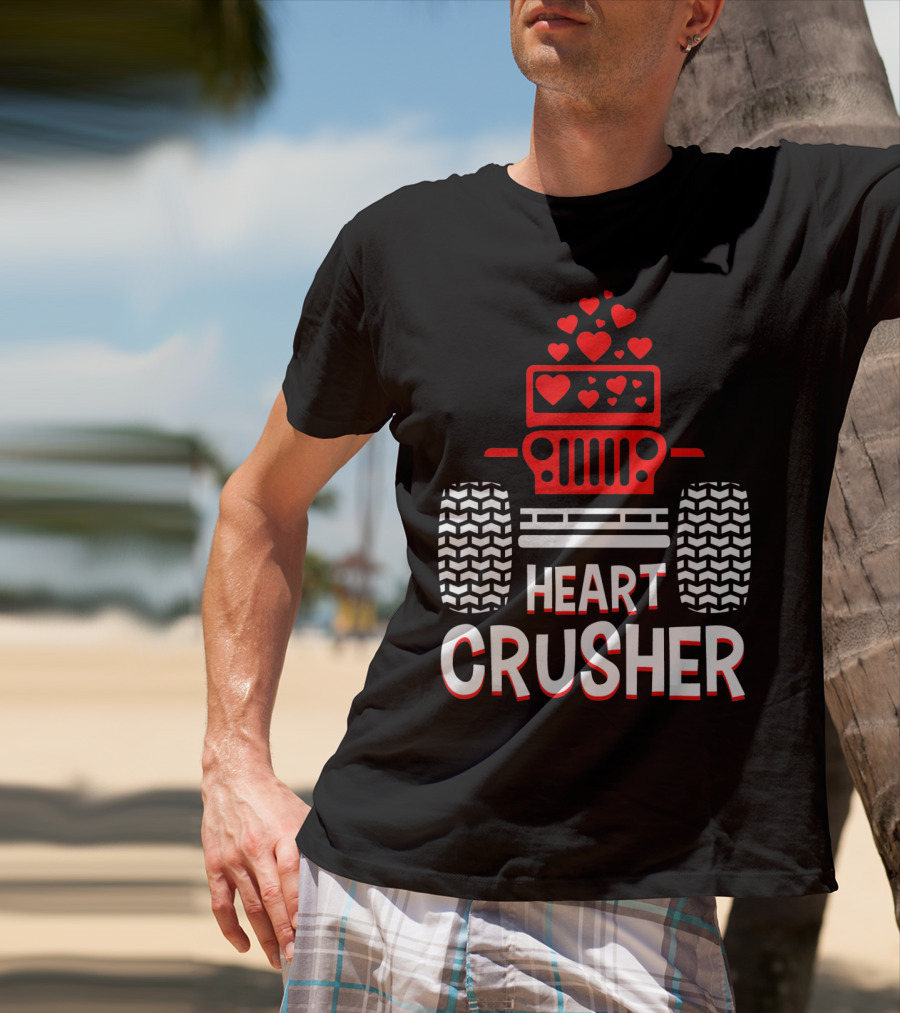 Heart Crusher Jeep Girl Heart Shape Vale Tire Tracks T-Shirt