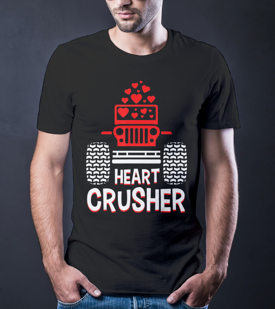Heart Crusher Jeep Girl Heart Shape Vale Tire Tracks T-Shirt
