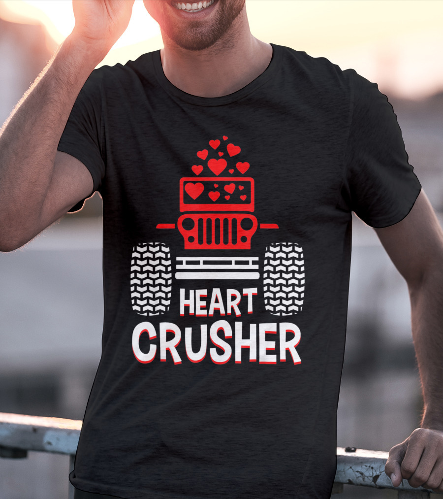 Heart Crusher Jeep Girl Heart Shape Vale Tire Tracks T-Shirt