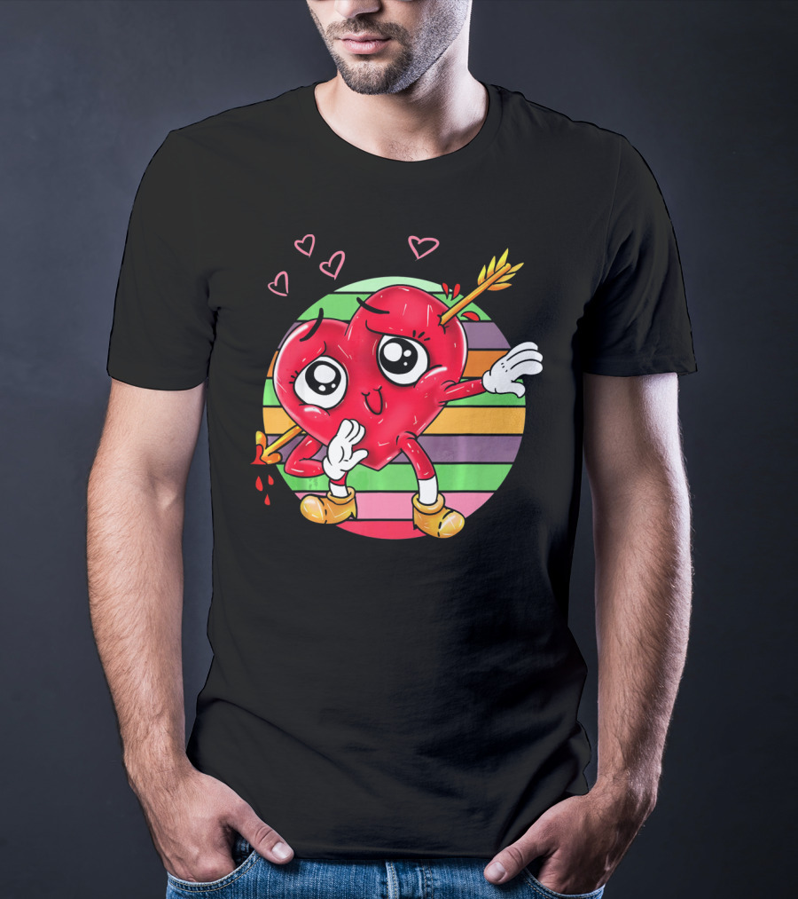 Heart Dabbing Valentines Love Arrow T-Shirt