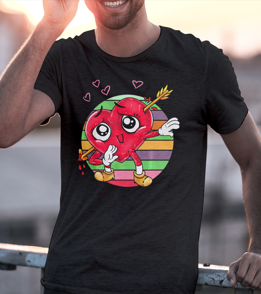Heart Dabbing Valentines Love Arrow T-Shirt