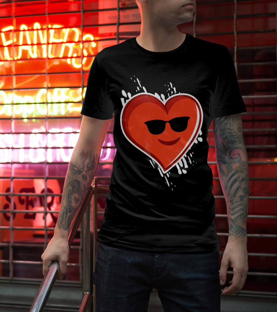 Heart Emoji Cool Shades Valentines T-Shirt