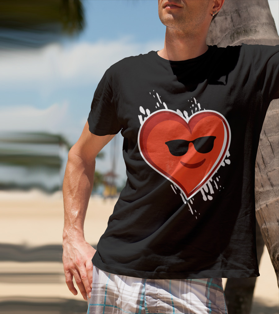Heart Emoji Cool Shades Valentines T-Shirt