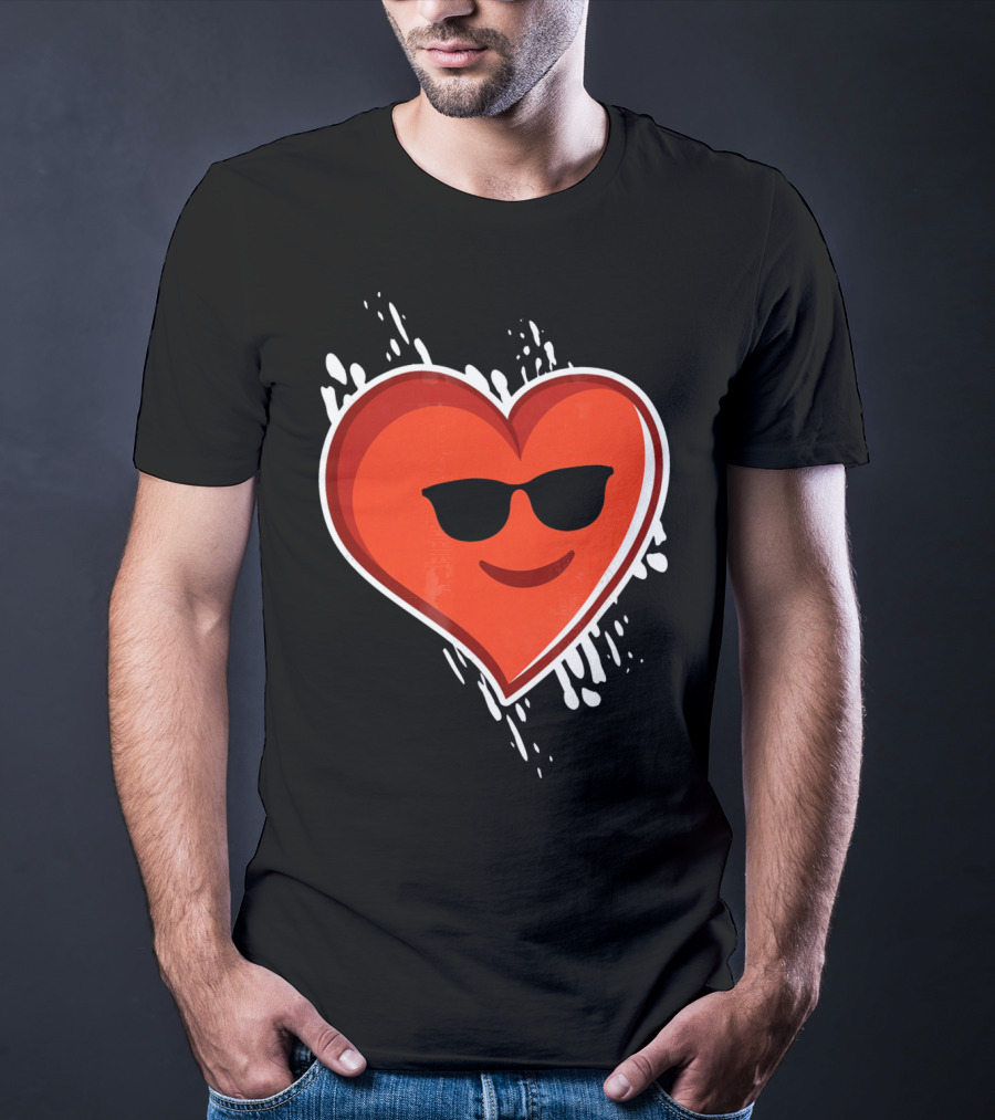 Heart Emoji Cool Shades Valentines T-Shirt