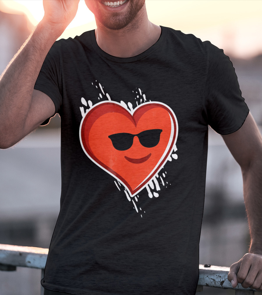 Heart Emoji Cool Shades Valentines T-Shirt