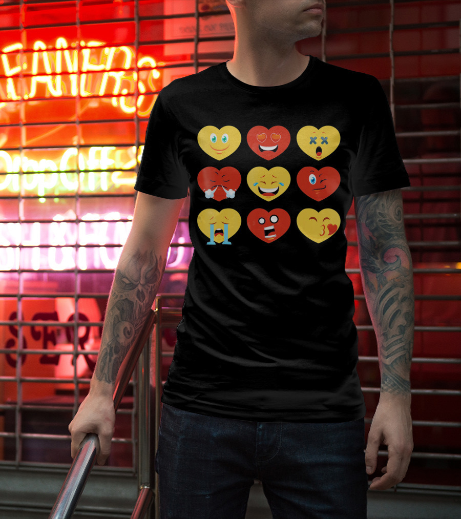 Valentines Day Heart Emoji Faces Collection T-Shirt