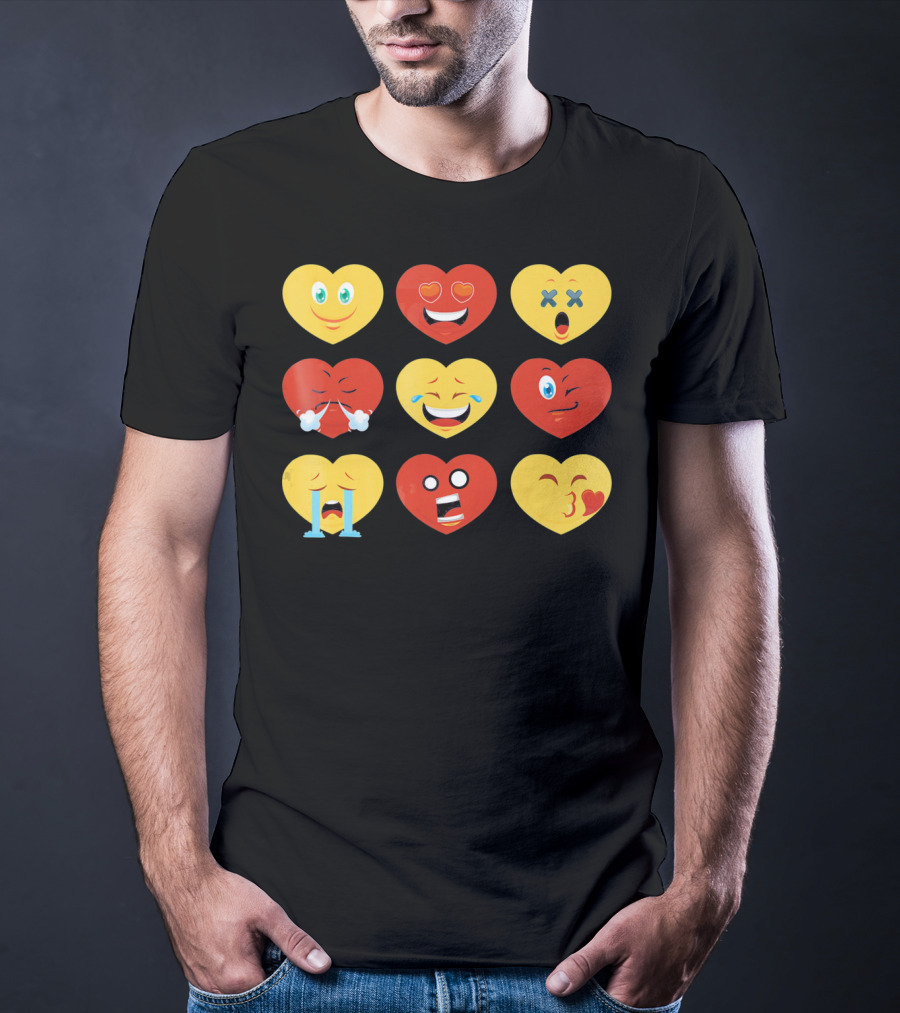 Valentines Day Heart Emoji Faces Collection T-Shirt