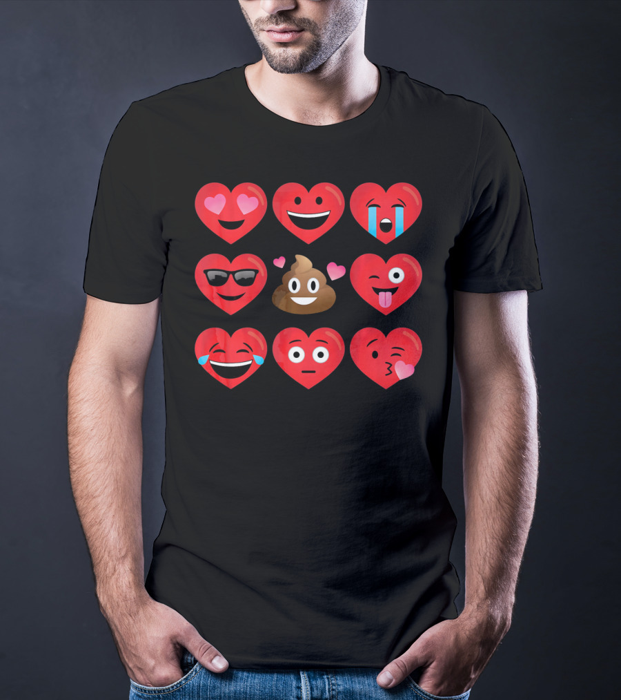 Heart Face Emoticons Love And Expressions Valentine's Day T-Shirt