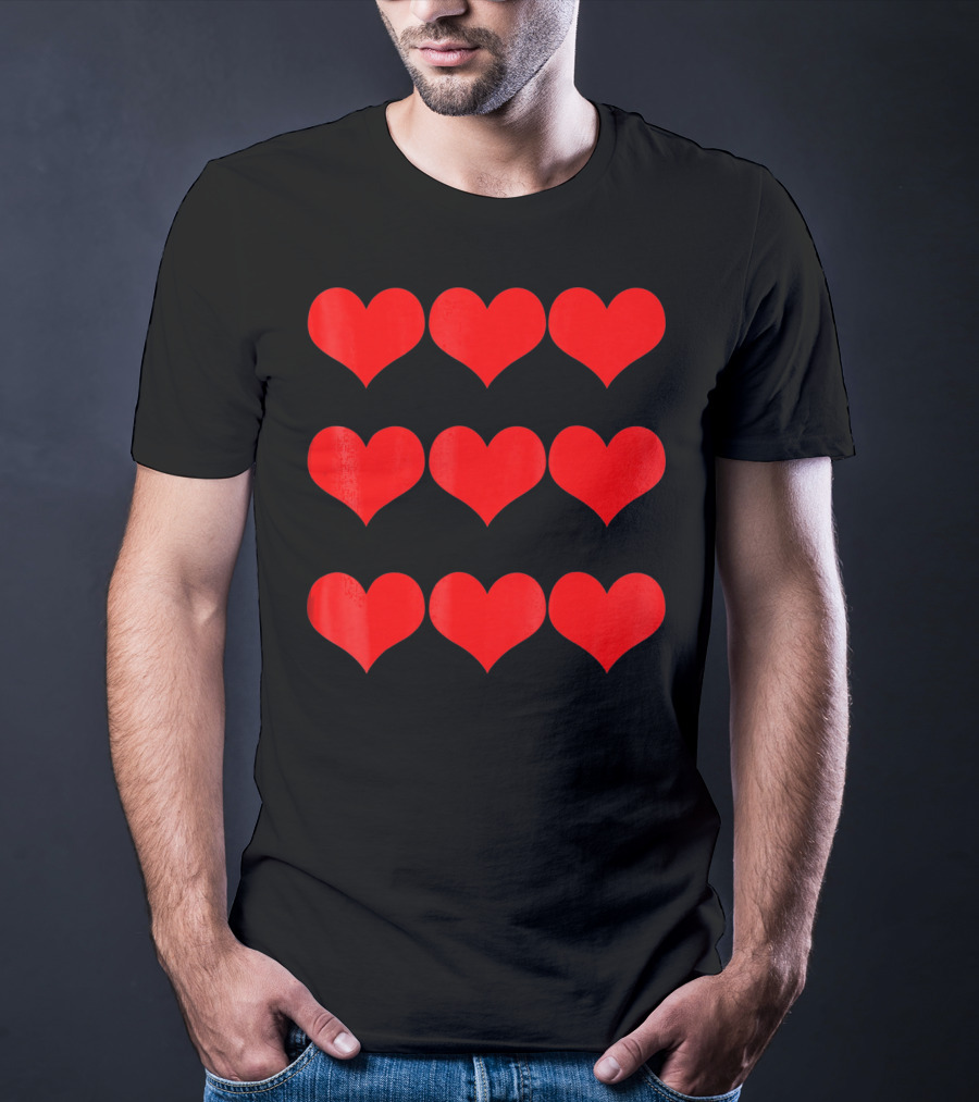 Heart Valentines Day Nine Red Hearts T-Shirt