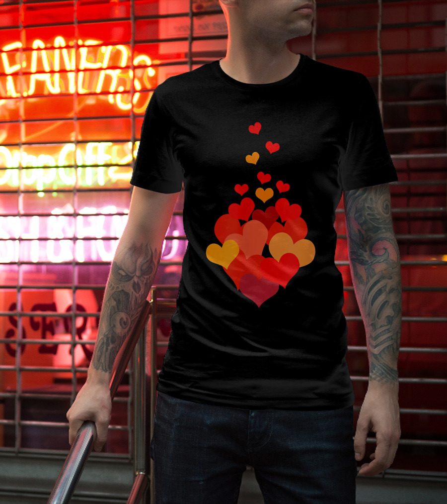 Heart Tie Red Orange Valentines Day T-Shirt