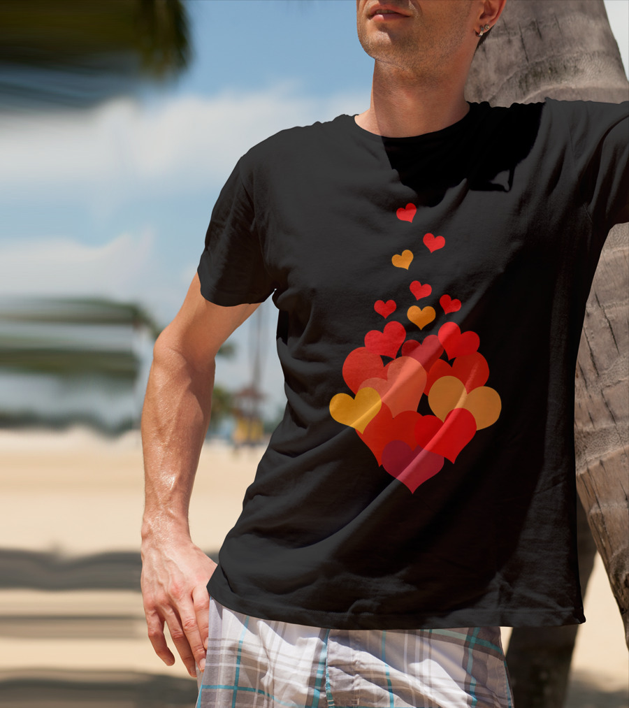 Heart Tie Red Orange Valentines Day T-Shirt