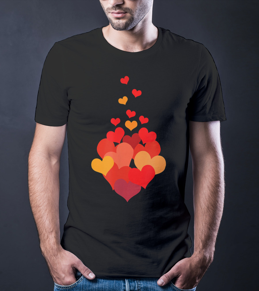 Heart Tie Red Orange Valentines Day T-Shirt