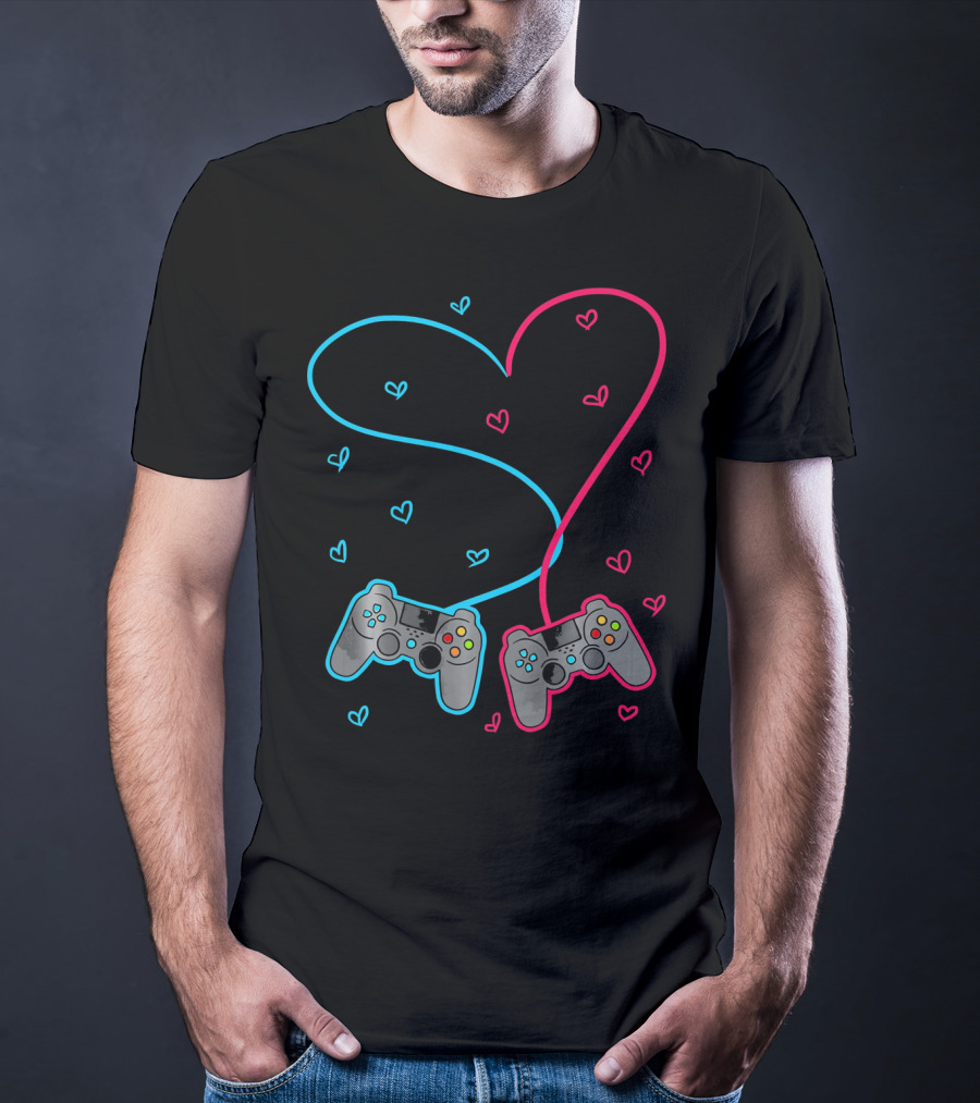 Heart Lovely Hearts Valen Game Controller Love T-Shirt